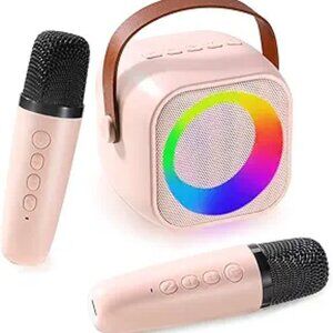 Mini Karaoke Machine with 2 Wireless Microphones